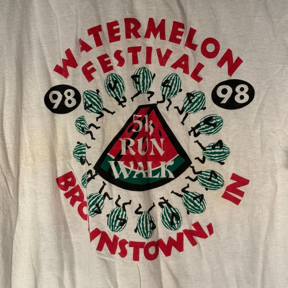 Vintage 1998 Brownstown Indiana IN Watermelon Festival 5K Run Walk Shirt Large L - Picture 4 of 8